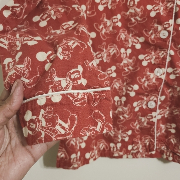 Disney Parks | Women's Red Fleece PJ Button-Down Shirt (US Size Medium) - Picture 9 of 14